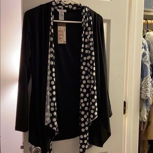 Black open cardigan